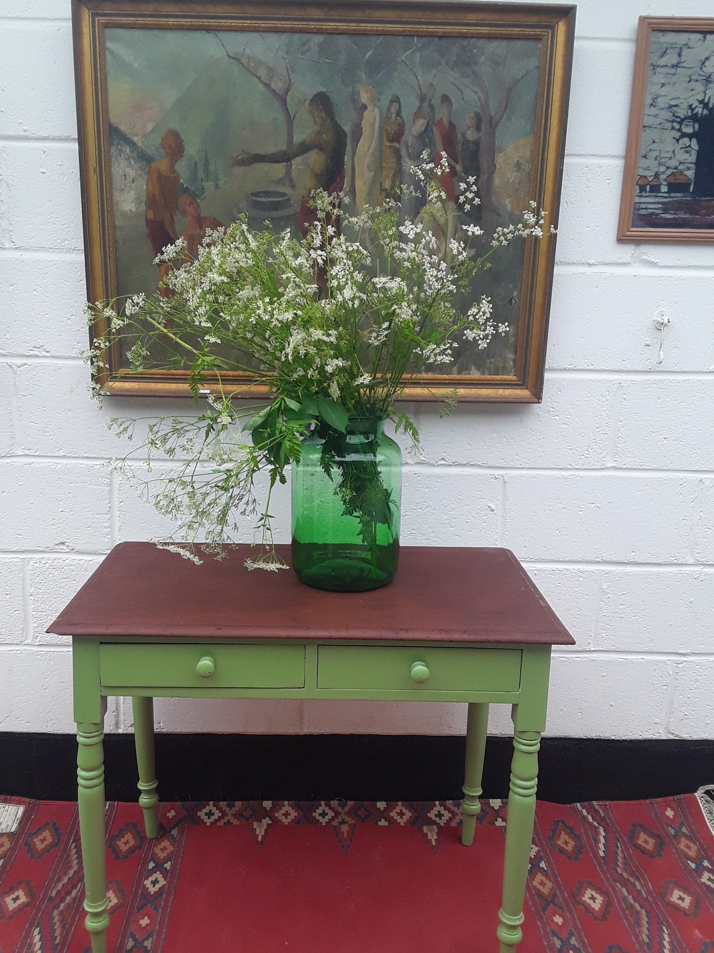 Painted Victorian Mahogany Console / Side Table with Drawers