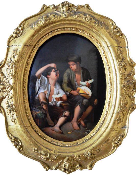 KPM / Meissen Porcelain Plaque — The Grape and Melon Eaters, 19th Century