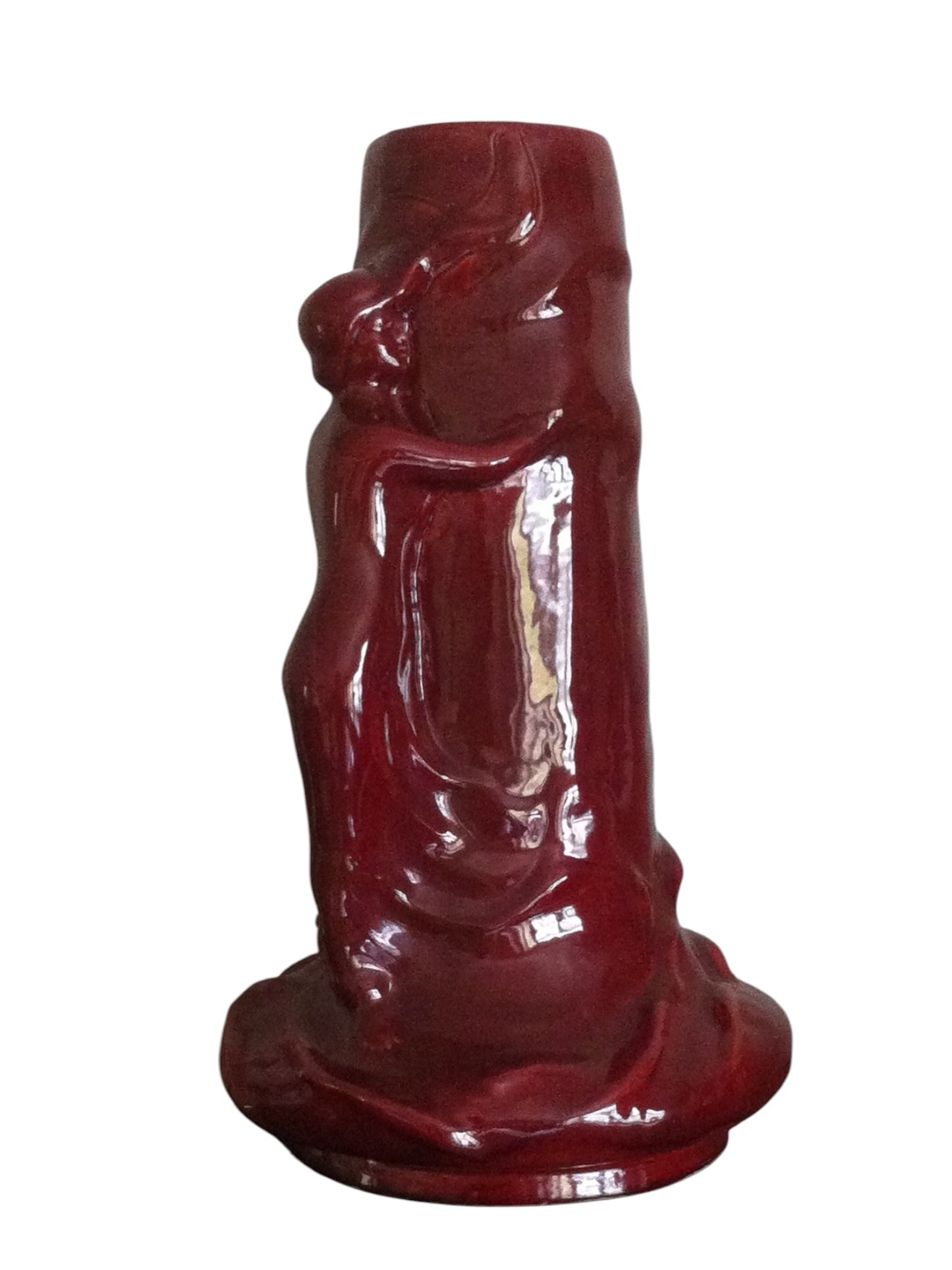 Antique Zsolnay Eosin Glazed Ceramic Figural Vase, Hungary (c.1900–1940) – Large 49cm Art Nouveau Masterpiece