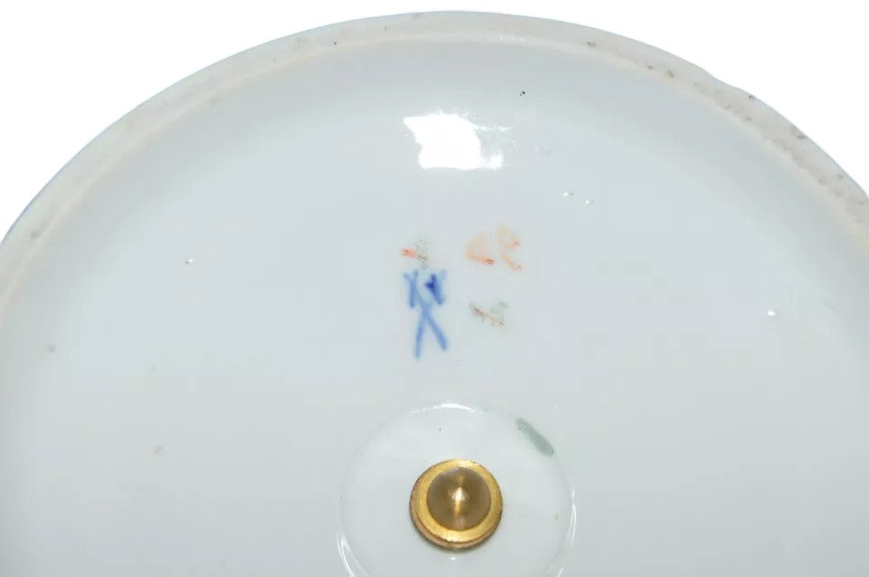 Antique Meissen Porcelain Cake Stand | Hand-Painted Floral Centerpiece, 1830