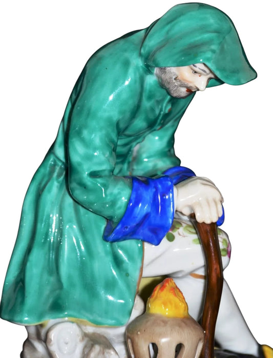 Dresden Porcelain Figure of a Hooded Traveller – 20th Century