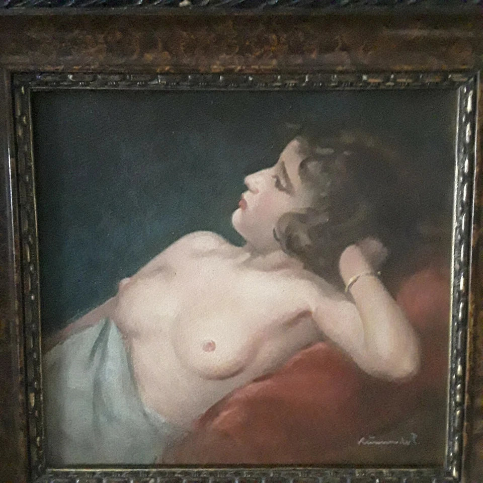 Original Watercolor Nude Study – Signed Krümmer (20.5 × 22 cm)