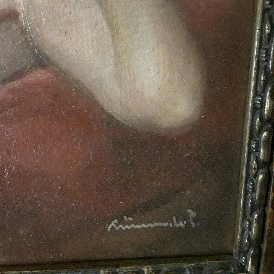 Original Watercolor Nude Study – Signed Krümmer (20.5 × 22 cm)