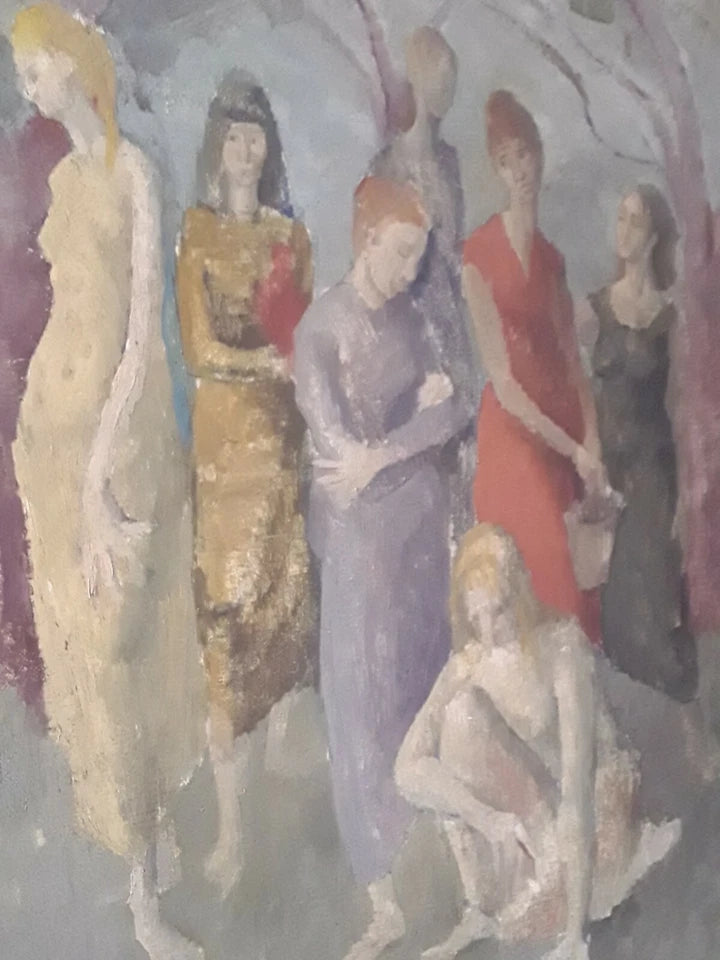 Hickey — Figures by a Well (Biblical Scene), Oil on Canvas