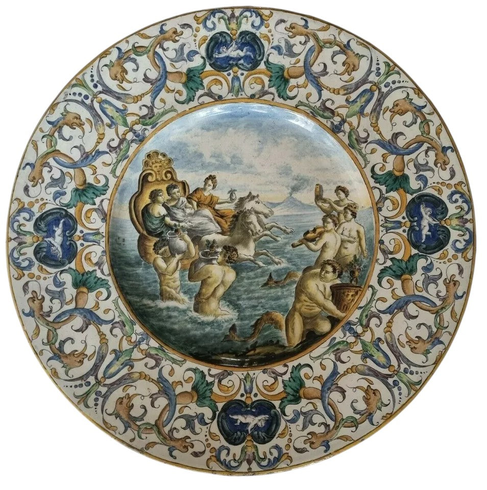 18th Century Italian Majolica Charger, Urbino Style, Mythological Scene