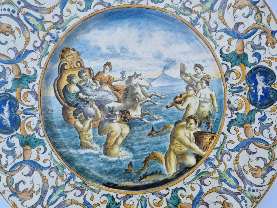 18th Century Italian Majolica Charger, Urbino Style, Mythological Scene
