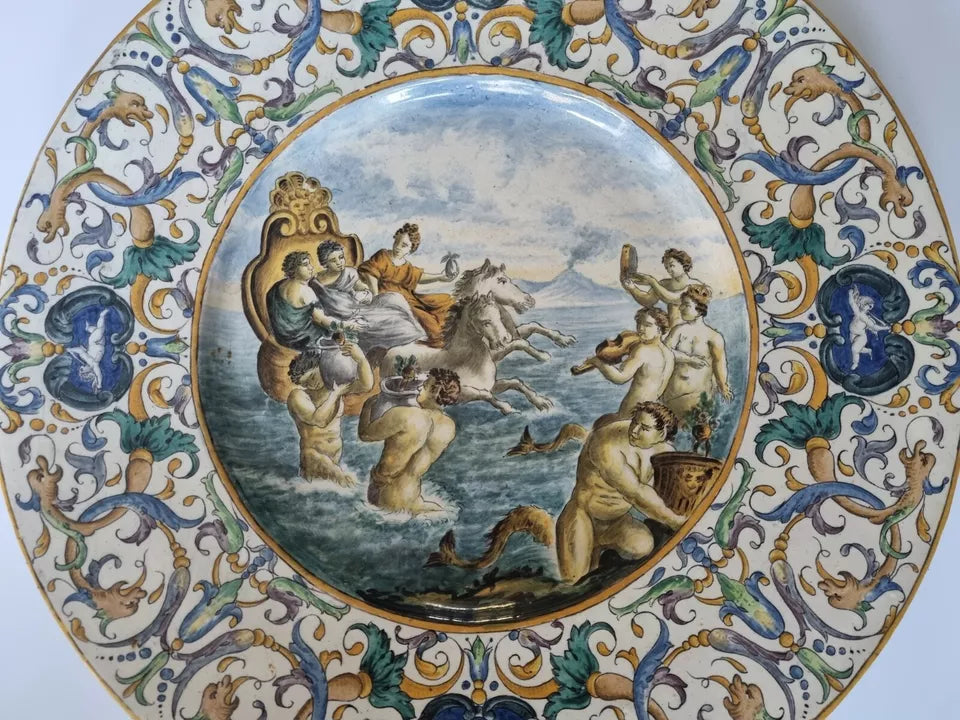 18th Century Italian Majolica Charger, Urbino Style, Mythological Scene