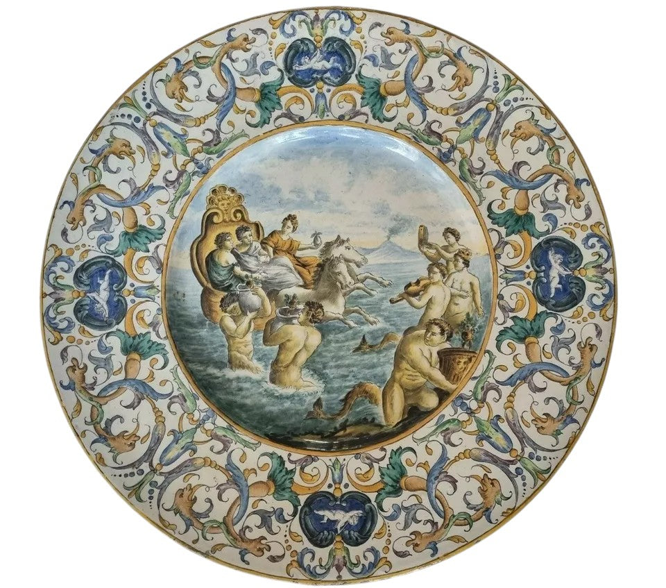 18th Century Italian Majolica Charger, Urbino Style, Mythological Scene