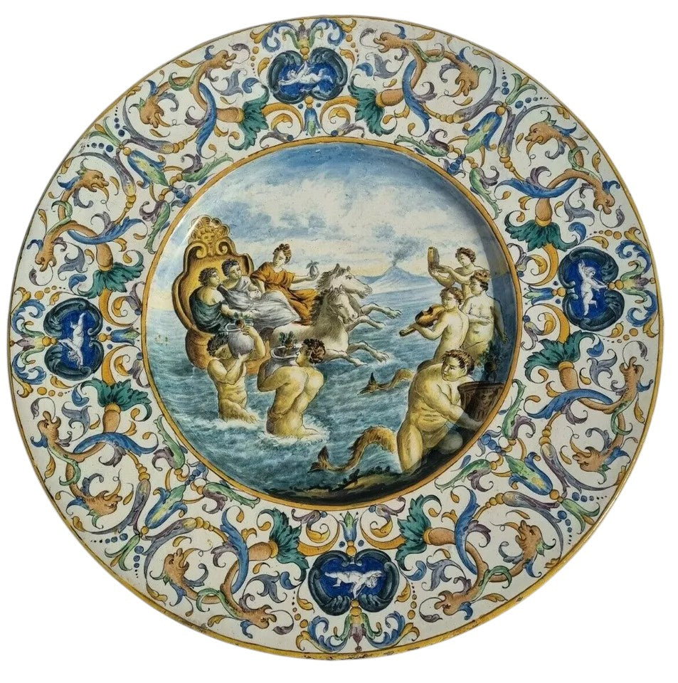 18th Century Italian Majolica Charger, Urbino Style, Mythological Scene