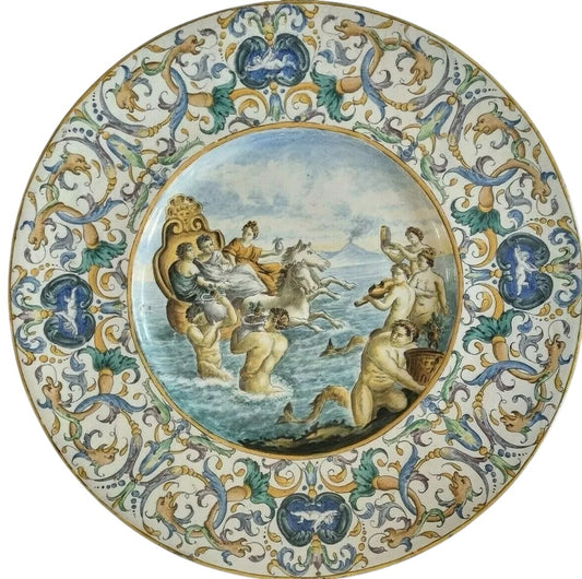 18th Century Italian Majolica Charger, Urbino Style, Mythological Scene