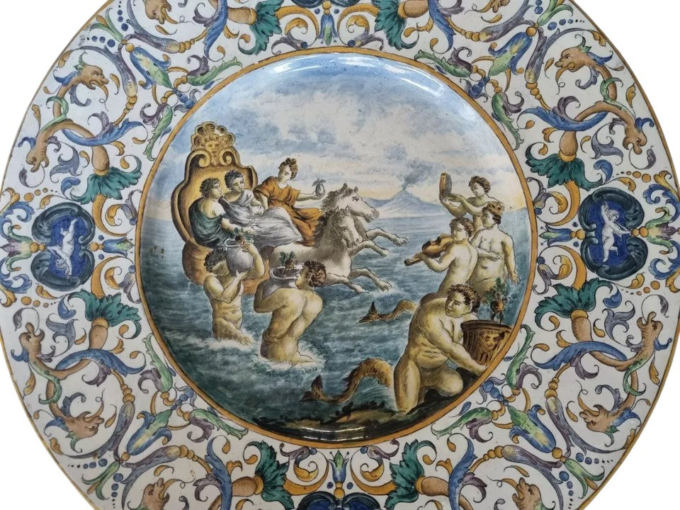 18th Century Italian Majolica Charger, Urbino Style, Mythological Scene