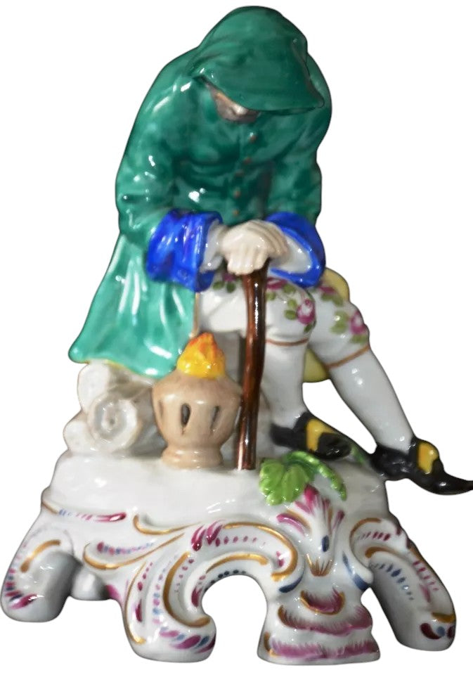 Dresden Porcelain Figure of a Hooded Traveller – 20th Century