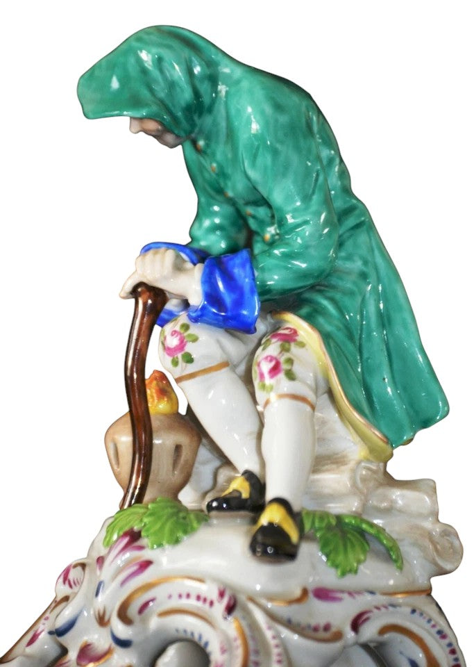 Dresden Porcelain Figure of a Hooded Traveller – 20th Century
