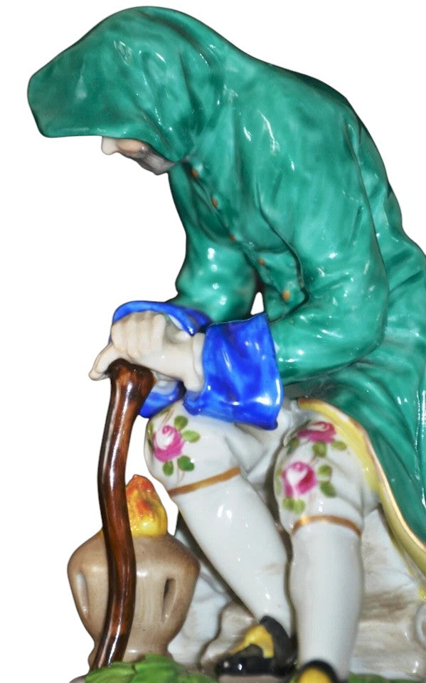 Dresden Porcelain Figure of a Hooded Traveller – 20th Century