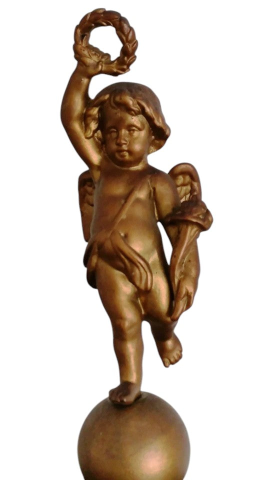 Antique Oak Mantel Clock with Brass Dial & Figurines | Pre-1900