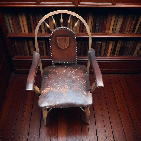 19th Century Spanish Armchair | Rare Antique Hardwood & Leather