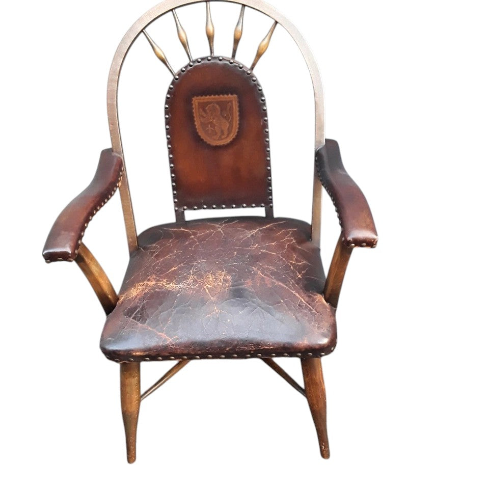 19th Century Spanish Armchair | Rare Antique Hardwood & Leather