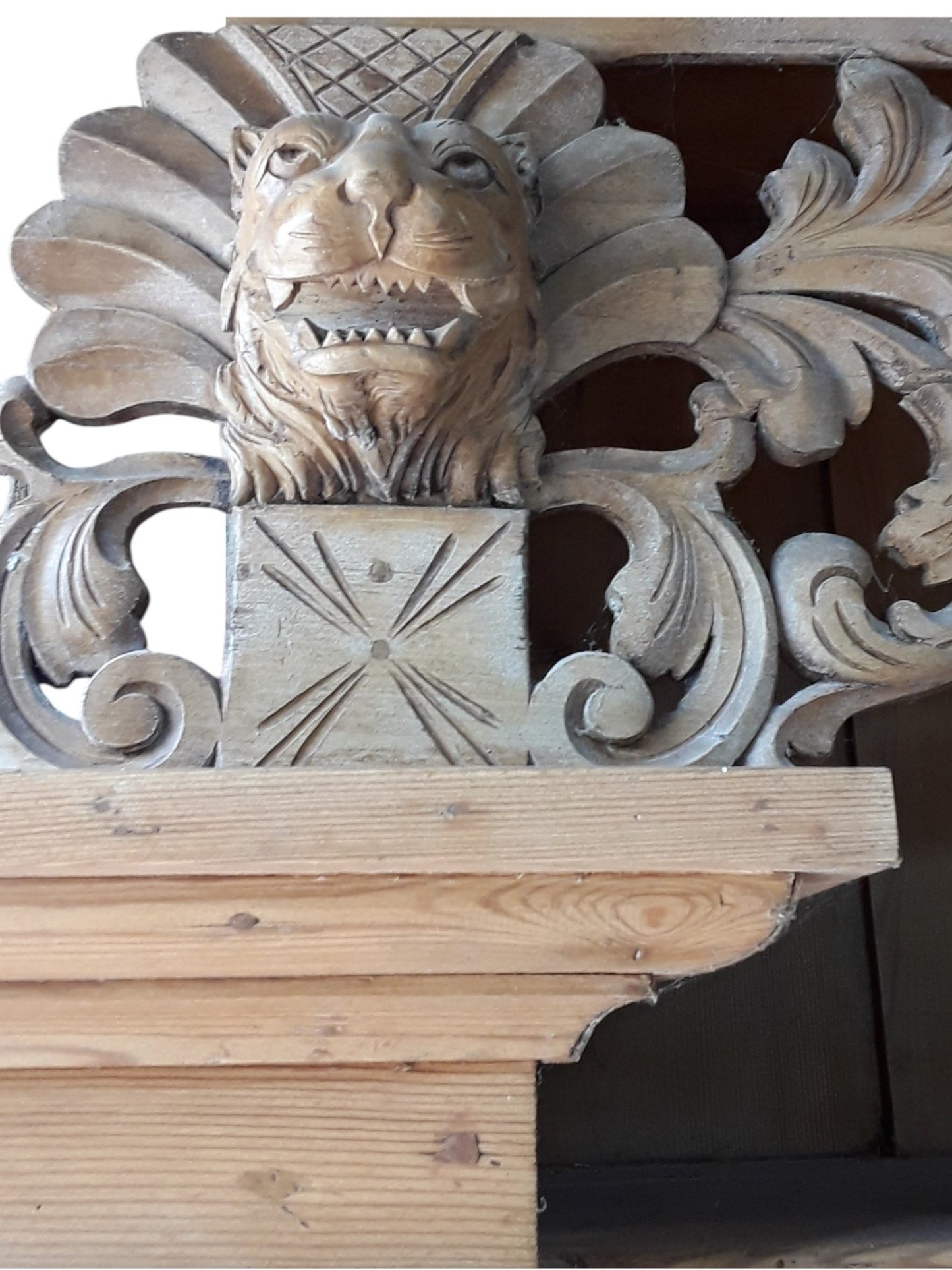 Antique Continental Carved Pine Dresser | Large Stripped Part-Glazed Display Cabinet
