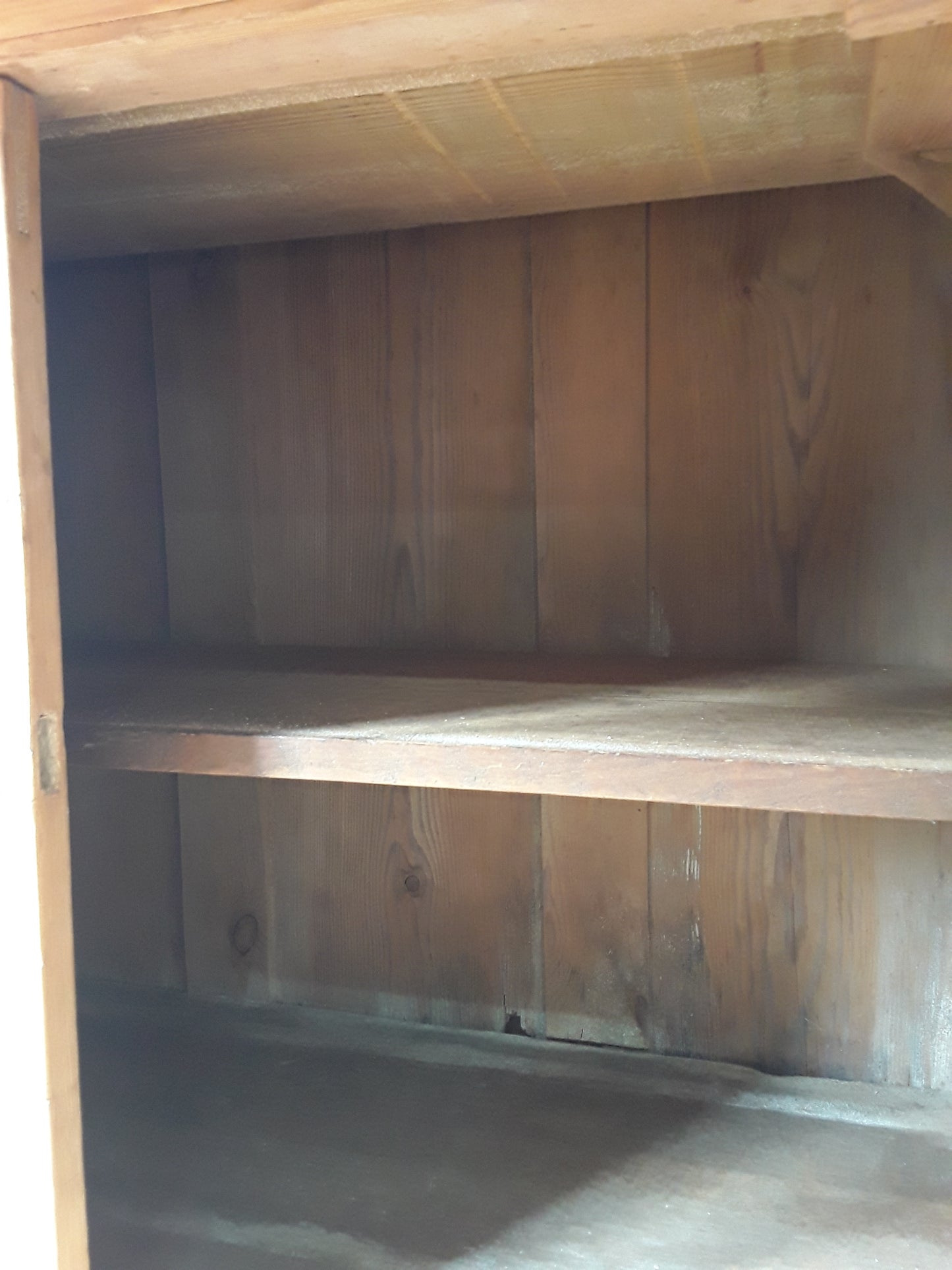 Antique Continental Carved Pine Dresser | Large Stripped Part-Glazed Display Cabinet
