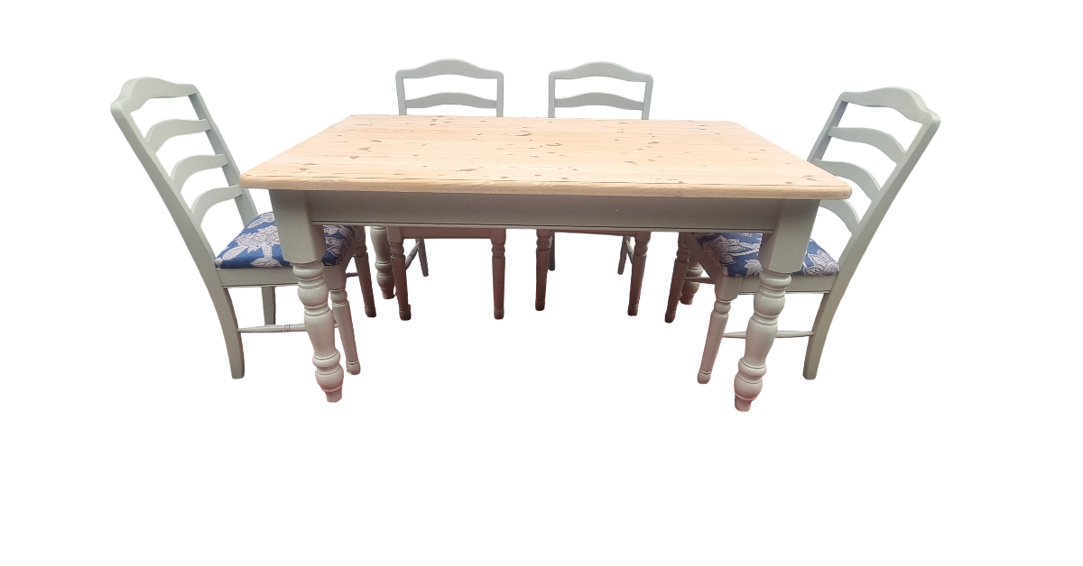 Charming Farmhouse Dining Set – Solid Pine with French Grey Finish