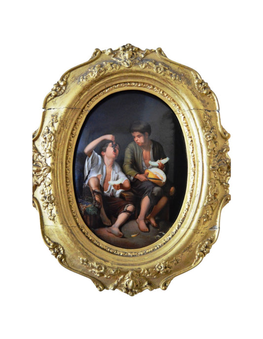 KPM / Meissen Porcelain Plaque — The Grape and Melon Eaters, 19th Century
