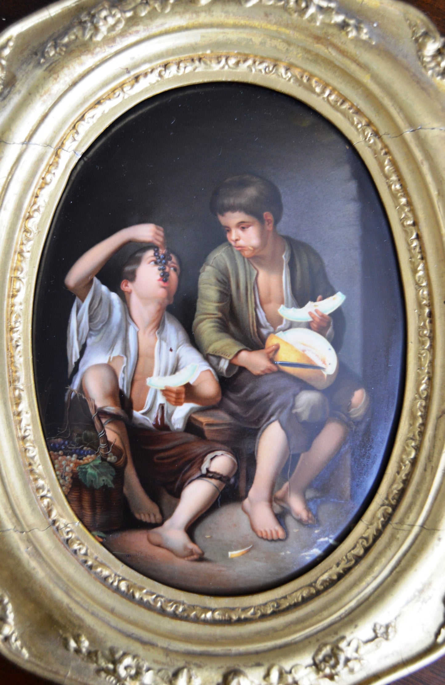 KPM / Meissen Porcelain Plaque — The Grape and Melon Eaters, 19th Century