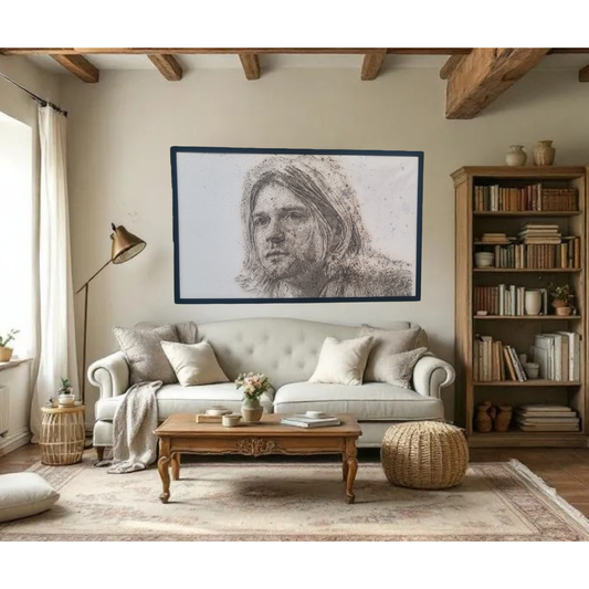 Kurt Cobain – Nirvana Portrait by George Wolberg | Steel Pin Art on Canvas