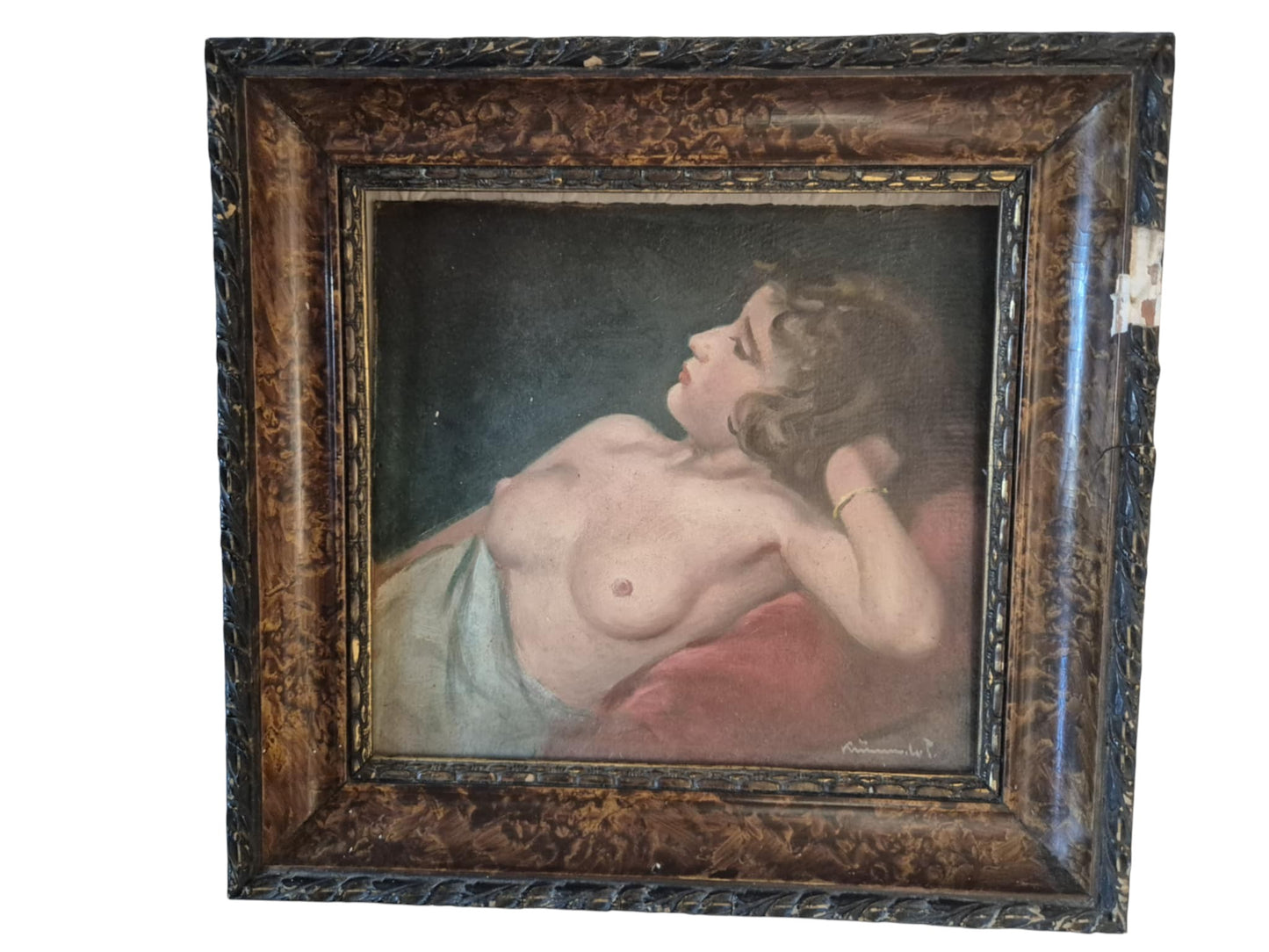 Original Watercolor Nude Study – Signed Krümmer (20.5 × 22 cm)