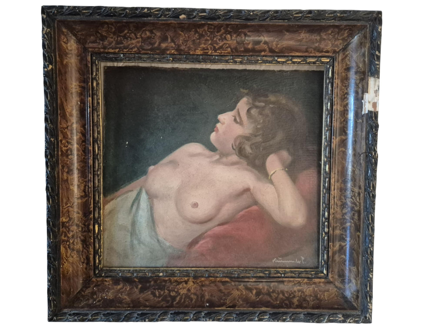 Original Watercolor Nude Study – Signed Krümmer (20.5 × 22 cm)