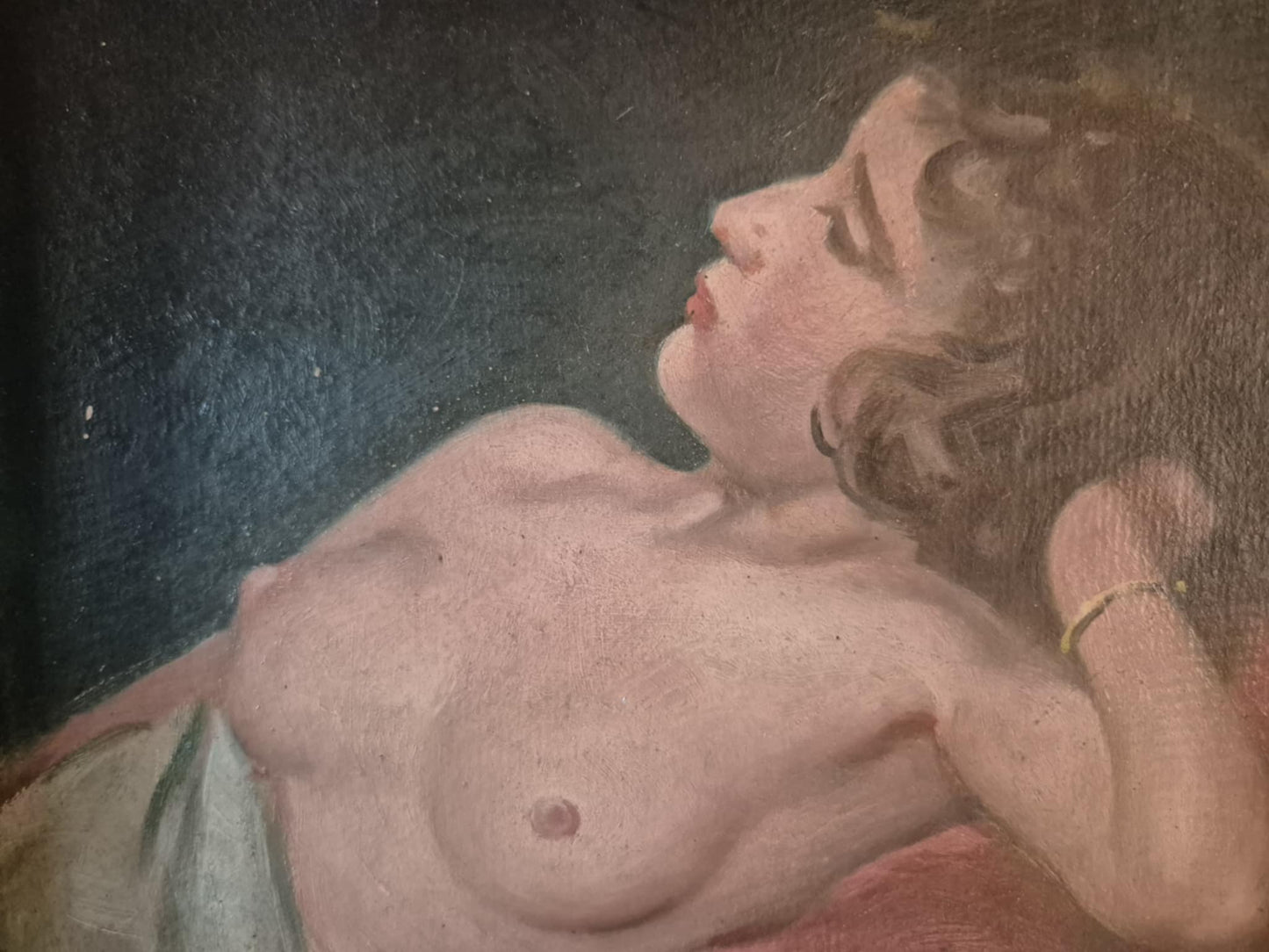 Original Watercolor Nude Study – Signed Krümmer (20.5 × 22 cm)
