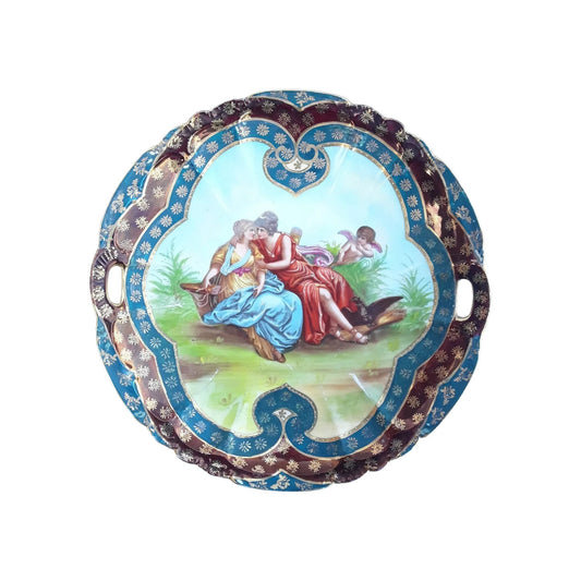 Antique Royal Vienna hand-painted porcelain plate with love scene and Cupid, 19th century
