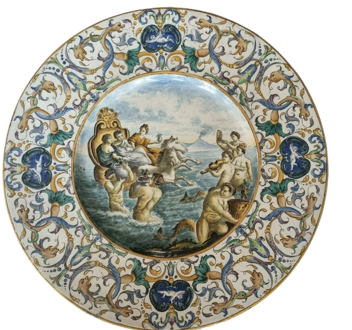 18th Century Italian Majolica Charger, Urbino Style, Mythological Scene