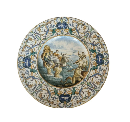 18th Century Italian Majolica Charger, Urbino Style, Mythological Scene