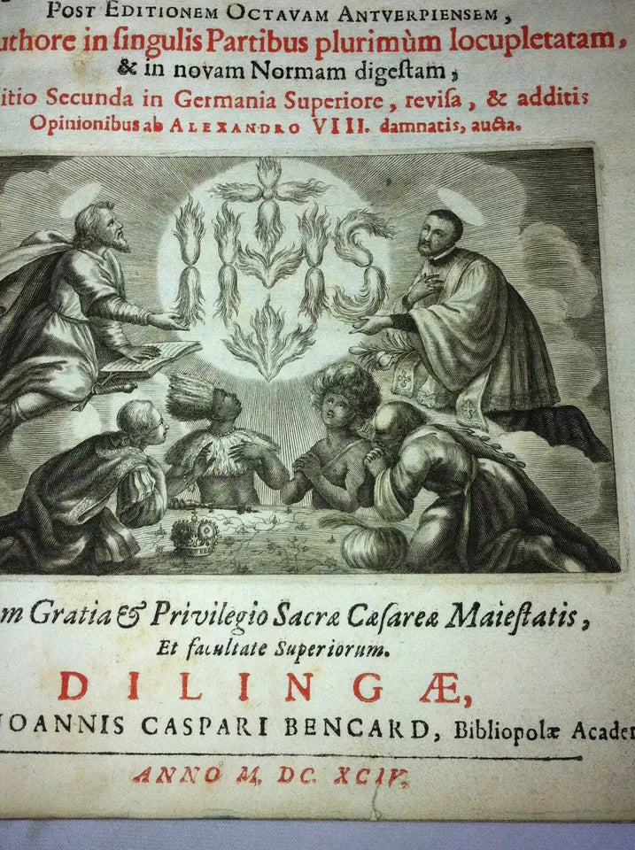 Rare antique Jesuit theological book Theologia Tripartita Universa, 1694, Latin text
