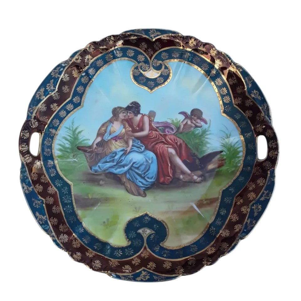 Royal Vienna cabinet plate with gilded border and Cupid motif, antique 19th century