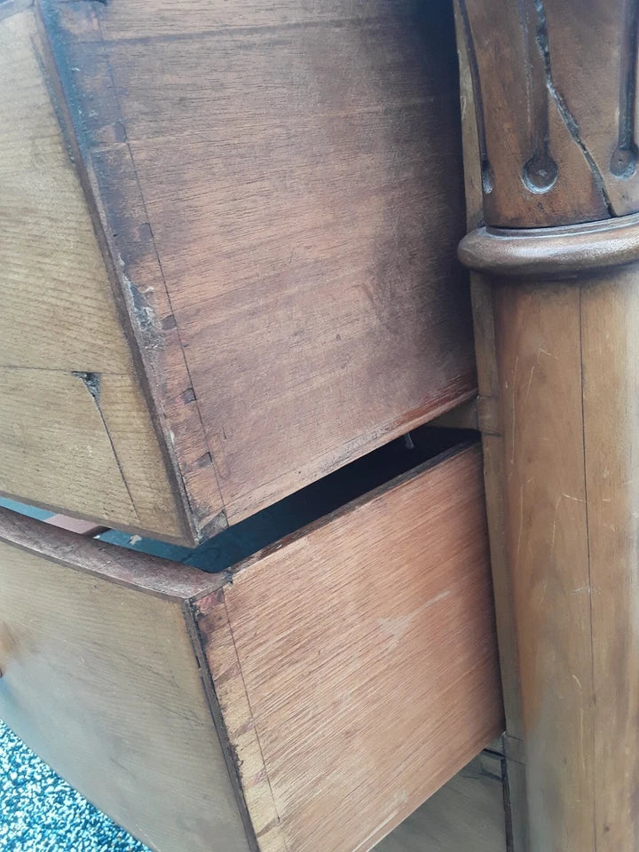 Exceptional Victorian Solid Pine Bow-Front Chest of Drawers