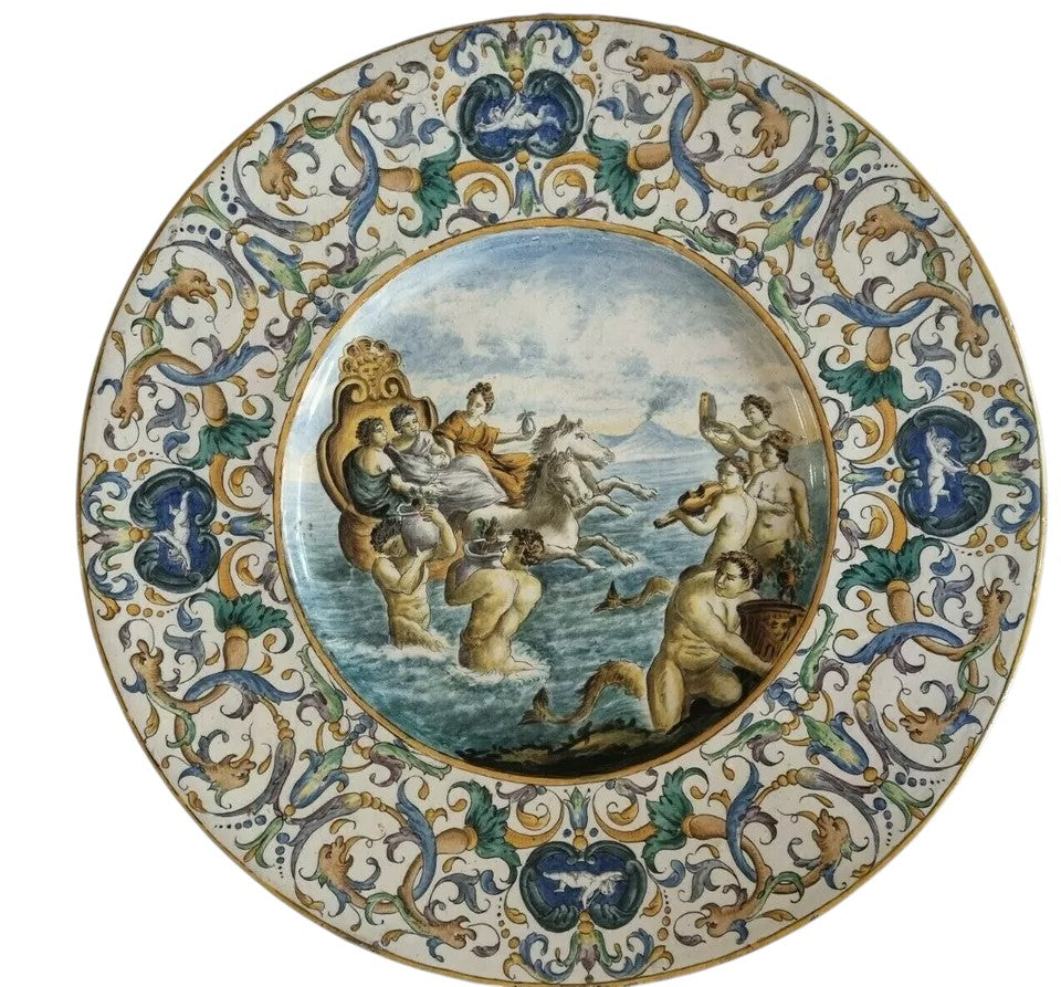 18th Century Italian Majolica Charger, Urbino Style, Mythological Scene