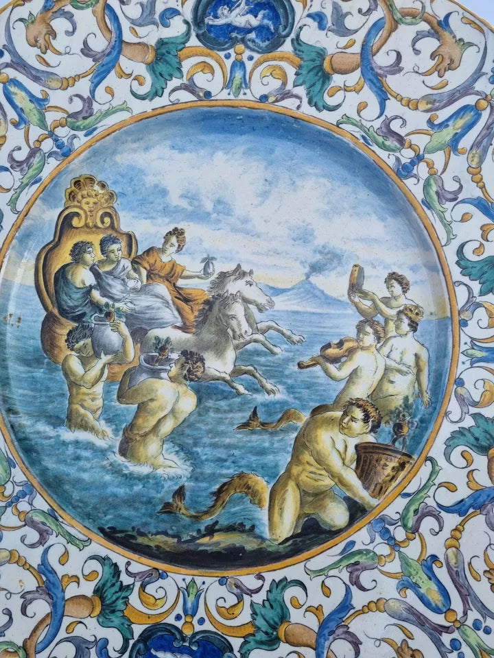 18th Century Italian Majolica Charger, Urbino Style, Mythological Scene