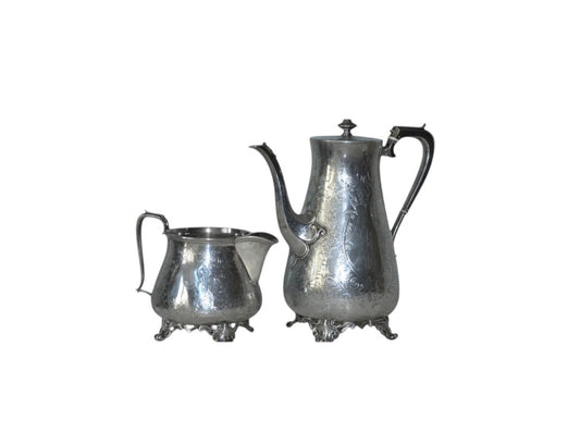 Victorian Solid Silver Engraved Coffee/Tea Pot & Milk Jug – Edward & John Barnard, London 1872