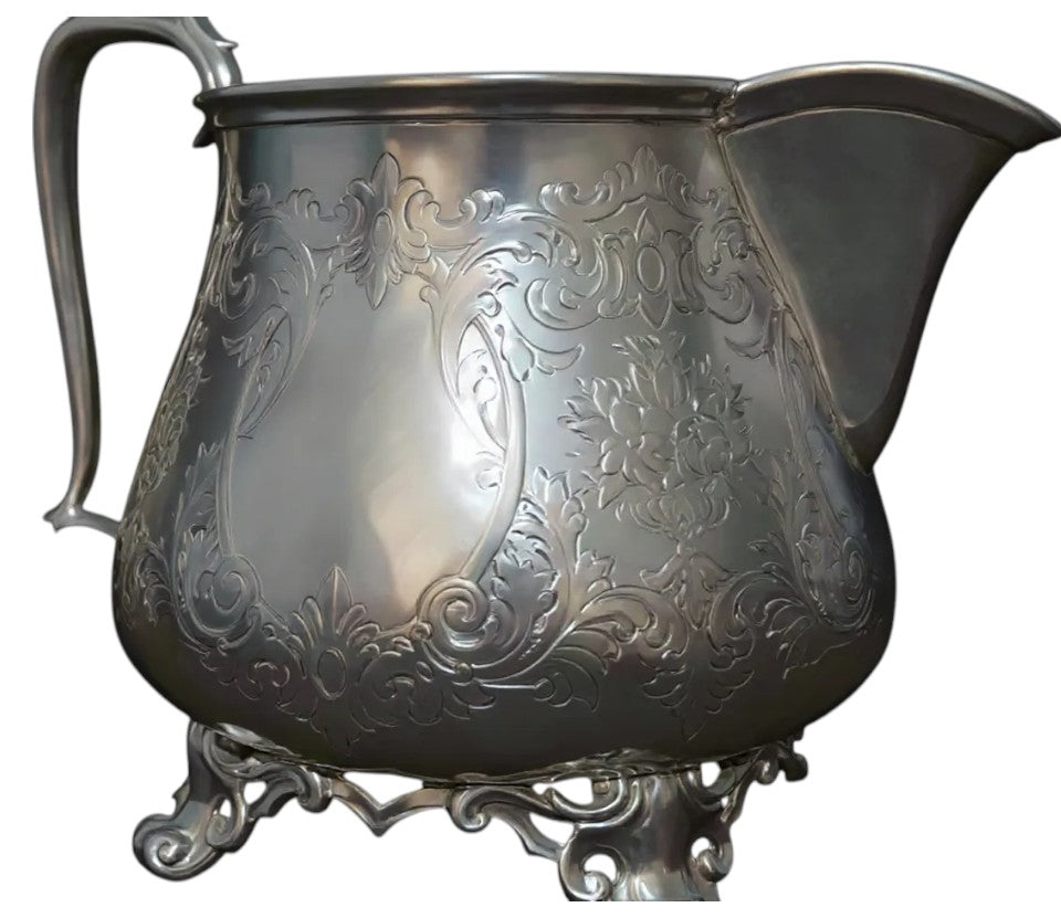 Victorian Solid Silver Engraved Coffee/Tea Pot & Milk Jug – Edward & John Barnard, London 1872