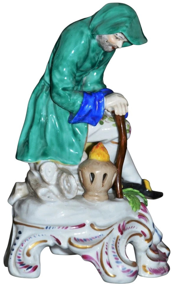 Dresden Porcelain Figure of a Hooded Traveller – 20th Century