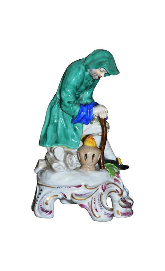 Dresden Porcelain Figure of a Hooded Traveller – 20th Century