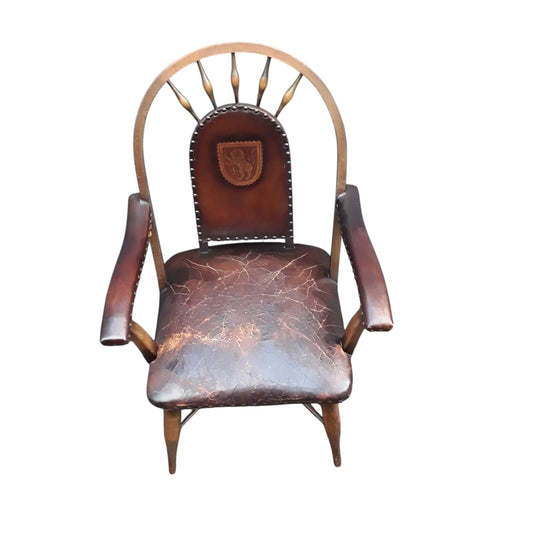 19th Century Spanish Armchair | Rare Antique Hardwood & Leather