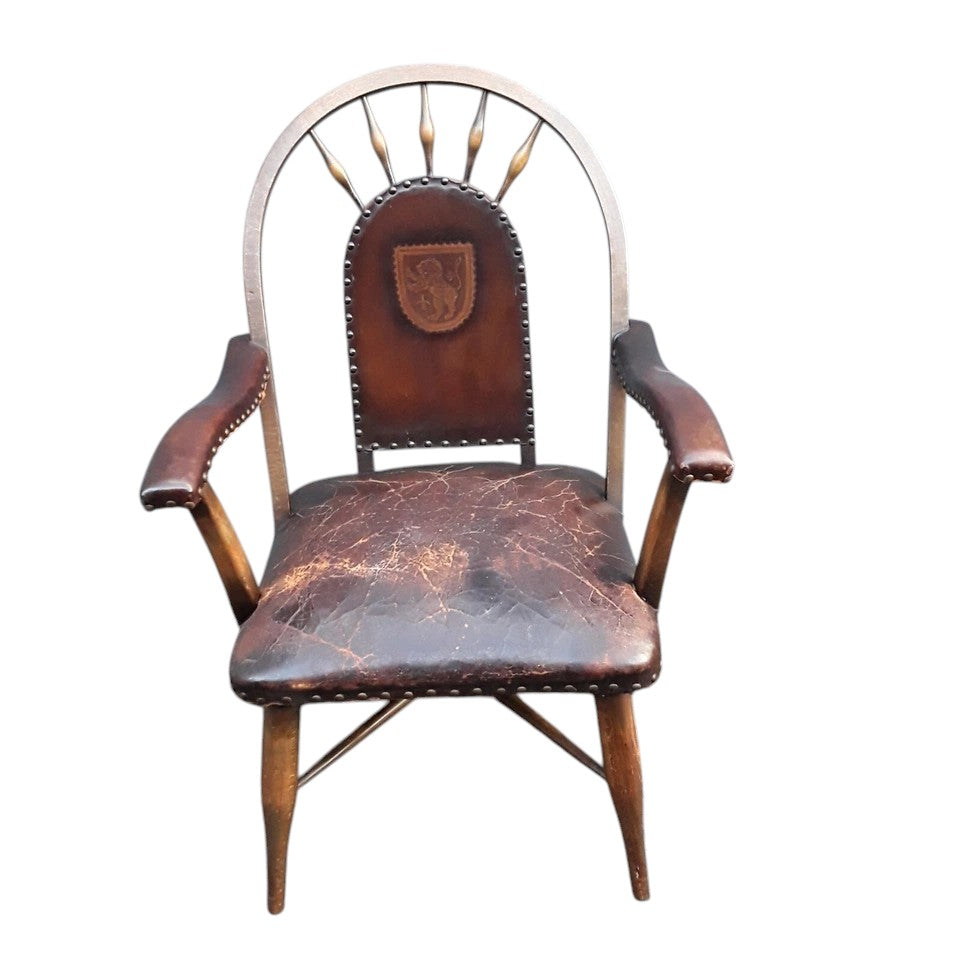 19th Century Spanish Armchair | Rare Antique Hardwood & Leather