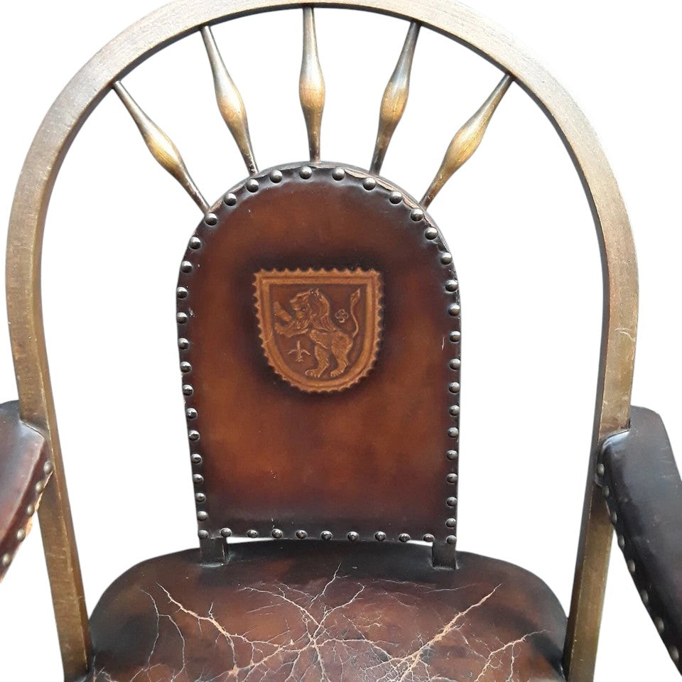 19th Century Spanish Armchair | Rare Antique Hardwood & Leather