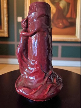 Antique Zsolnay Eosin Glazed Ceramic Figural Vase, Hungary (c.1900–1940) – Large 49cm Art Nouveau Masterpiece